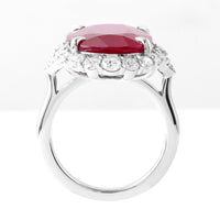 13.30 Ct Cushion Ruby 950 Platinum Ring