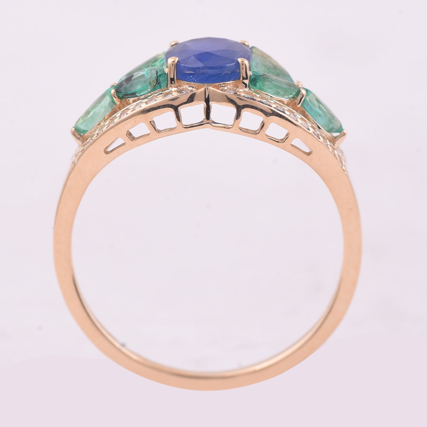 1.77 Ct Oval Mixed Cut Natural Sapphire 14K Gold Ring