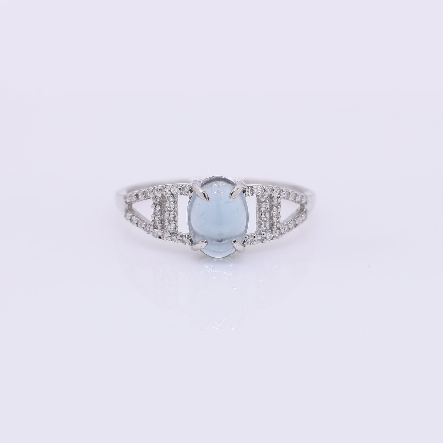 1.34 Ct Oval Cabochon Cut Natural Tourmaline 950 Platinum Ring
