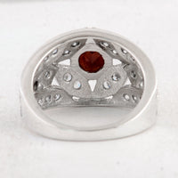 3.45 Ct Round Garnet 925 Sterling Silver Ring