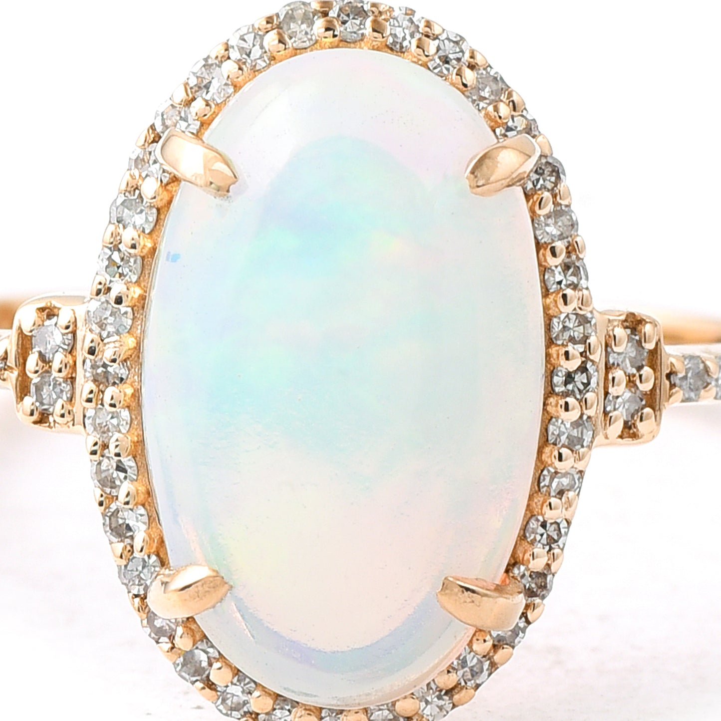 1.81 Ct Oval Cabochon Cut Natural Opal 14K Gold Ring