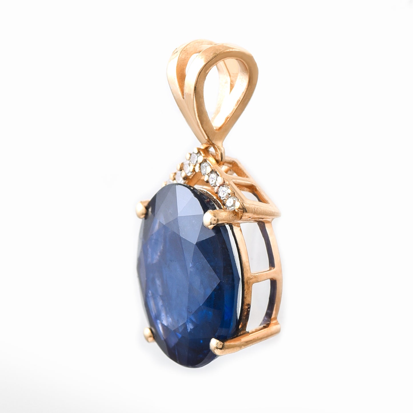 3.91 Ct Oval Sapphire 14K Gold Pendant