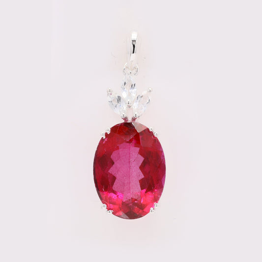 12.19 Ct Oval Pink Topaz 925 Silver Pendant
