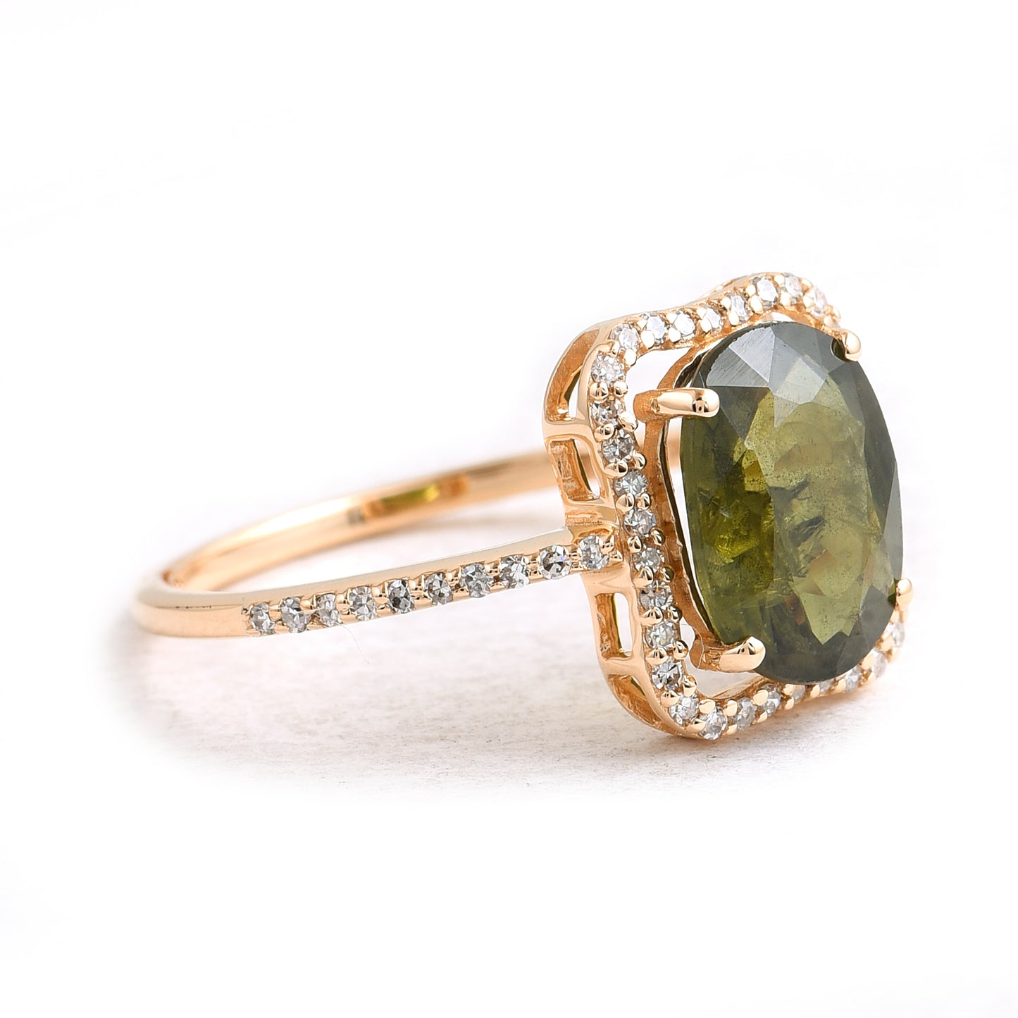 2.62 Ct Oval Green Sapphire 14K Gold Ring