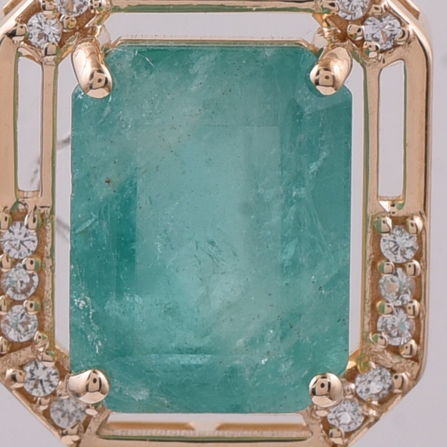 2.44 Ct Octagon Step Cut Natural Emerald 14K Gold Pendant