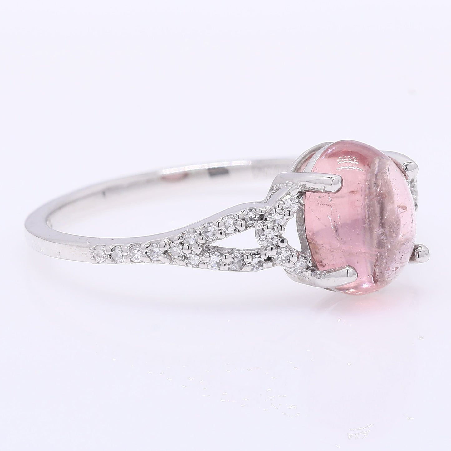 1.62 Ct Oval Cabochon Cut Natural Tourmaline 950 Platinum Ring