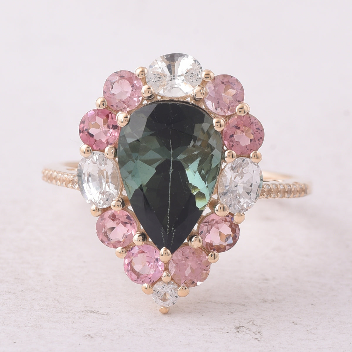 4.24 Ct Pear Tourmaline 9K Gold Ring