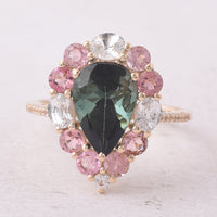 4.24 Ct Pear Tourmaline 9K Gold Ring