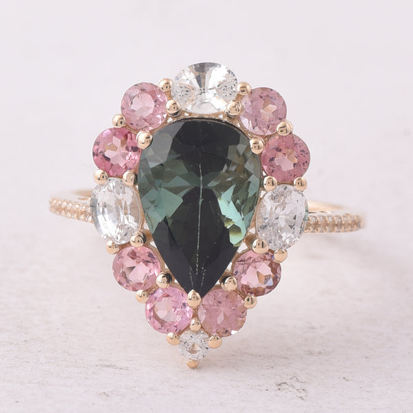 4.24 Ct Pear Tourmaline 9K Gold Ring