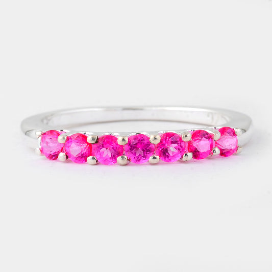 1.39 Ct Round Pink Topaz, 925 Sterling Silver Ring