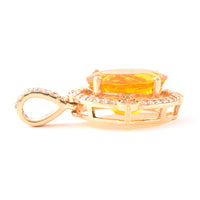1.78 Ct Oval Mixed Cut Natural Fire Opal 14K Gold Pendant