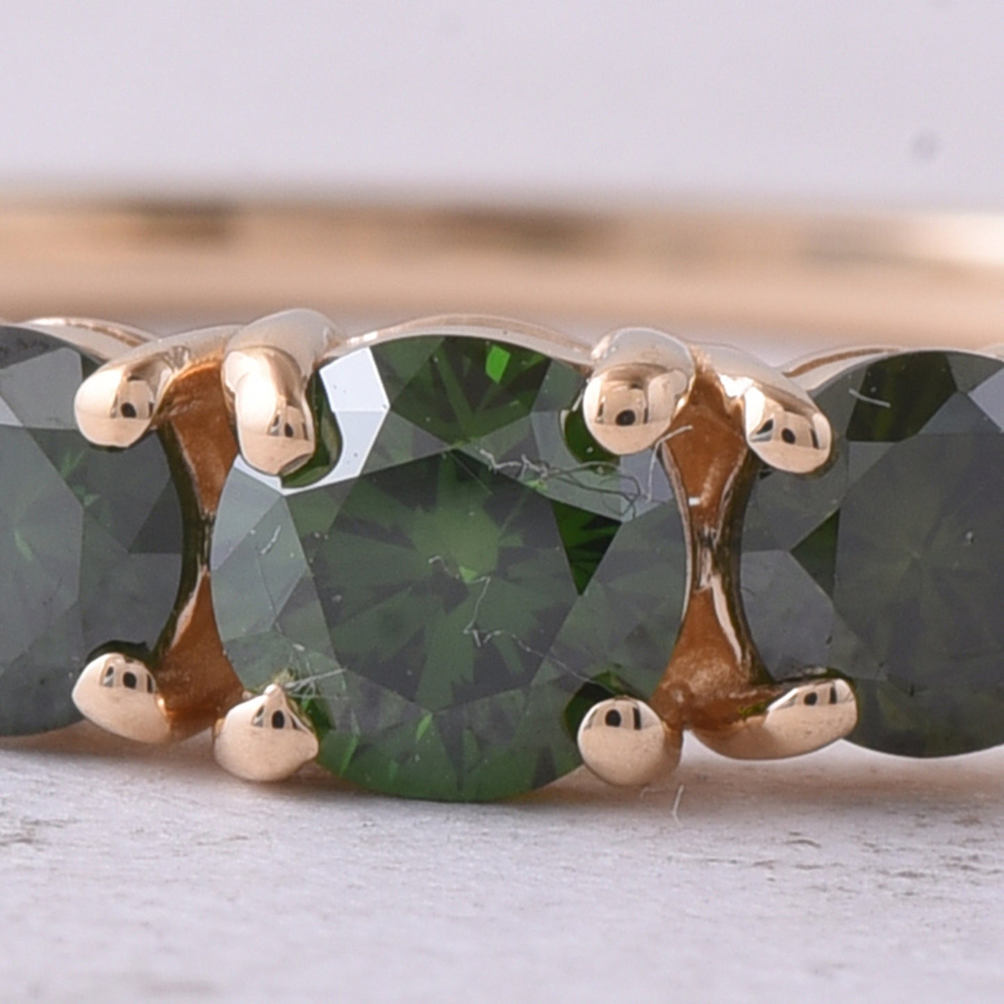 0.55 Ct Round Green Diamond 14K Gold Ring