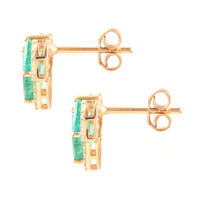 2.19 Ct Marquise Mixed Cut Natural Emerald 14K Gold Earrings