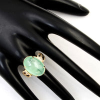 12.33 Ct Oval Cabochon Emerald 14K Gold Ring