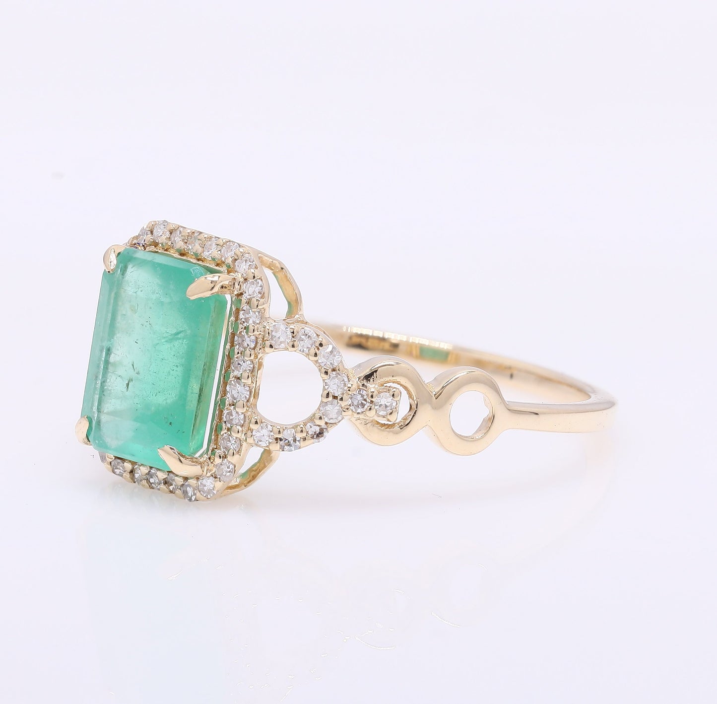 1.80 Ct Octagon Step Cut Natural Emerald 14K Gold Ring