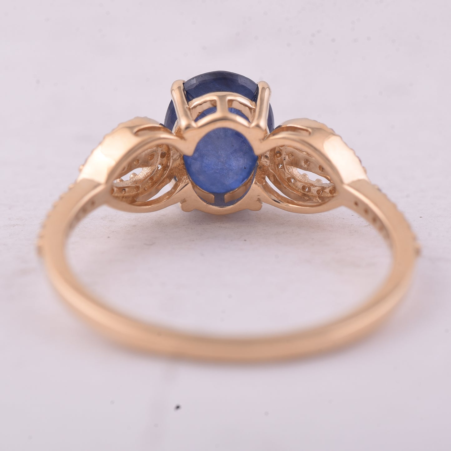 1.97 Ct Oval Mixed Cut Natural Sapphire 14K Gold Ring