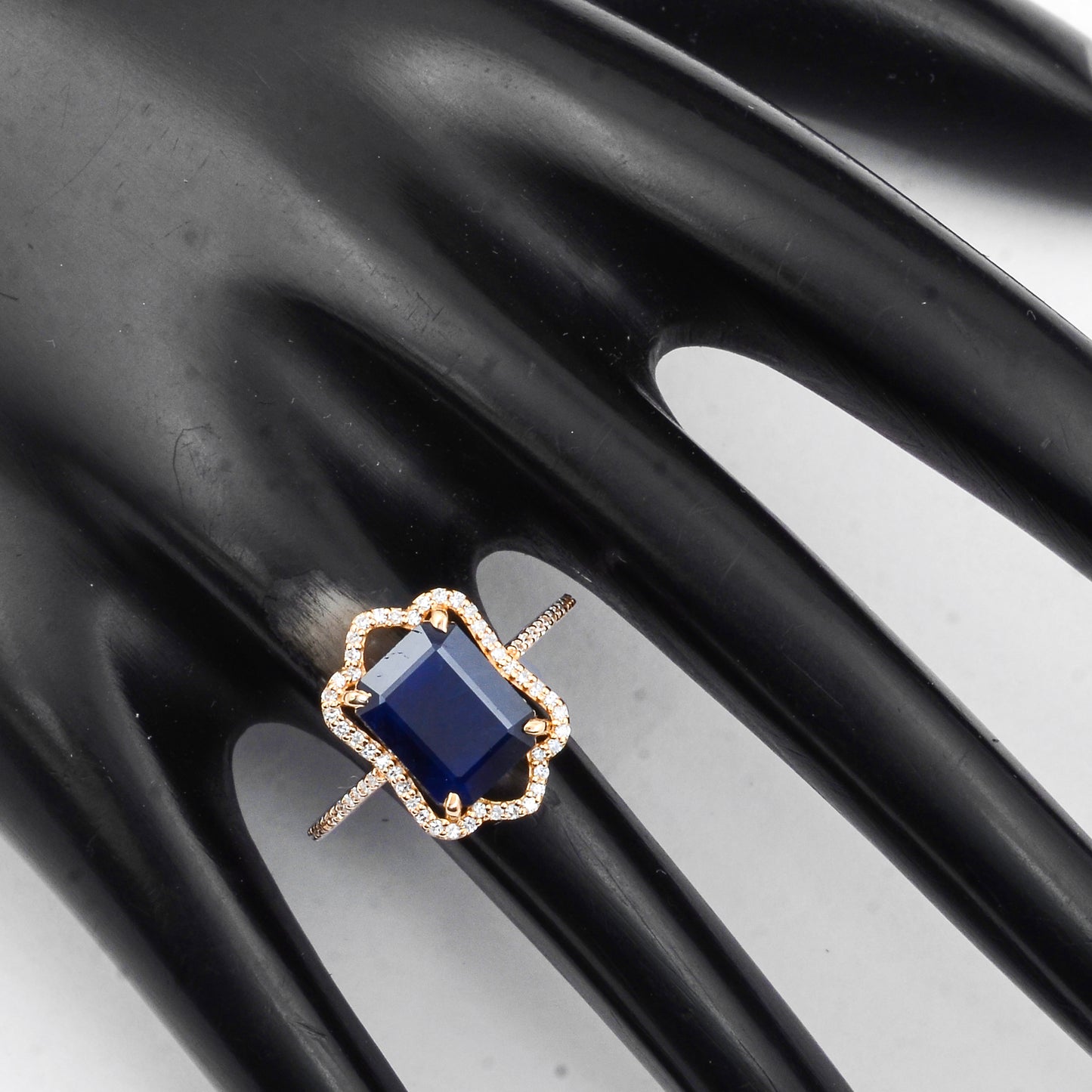 3.70 Ct Octagon Step Cut Natural Sapphire 14K Gold Ring