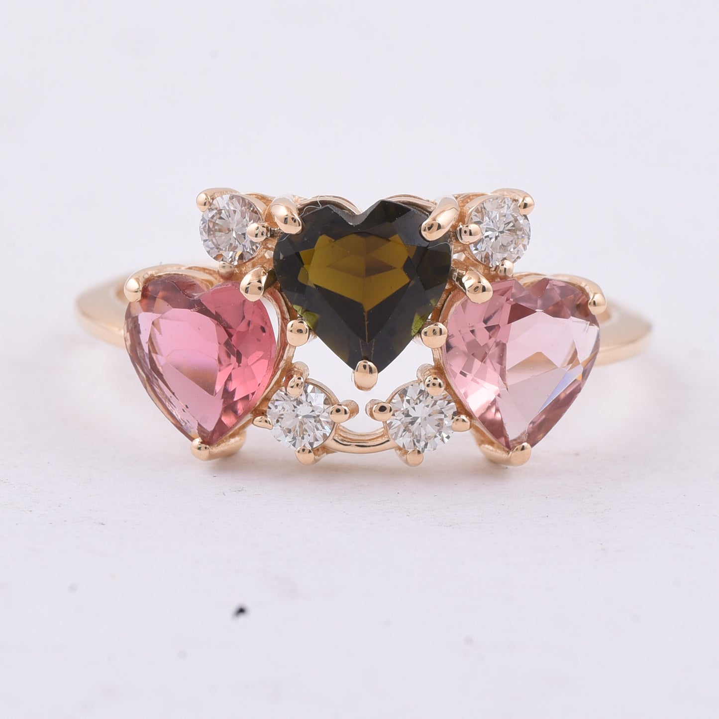 1.93 Ct Heart Natural Multi-Coloured Tourmaline 14K Gold Ring