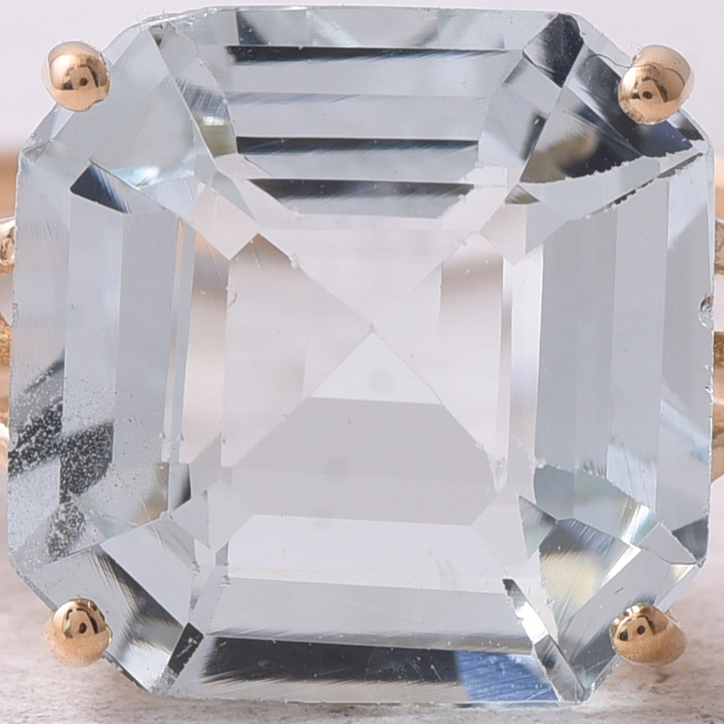 4.17 Ct Octagon Step Cut Natural Aquamarine 14K Gold Ring