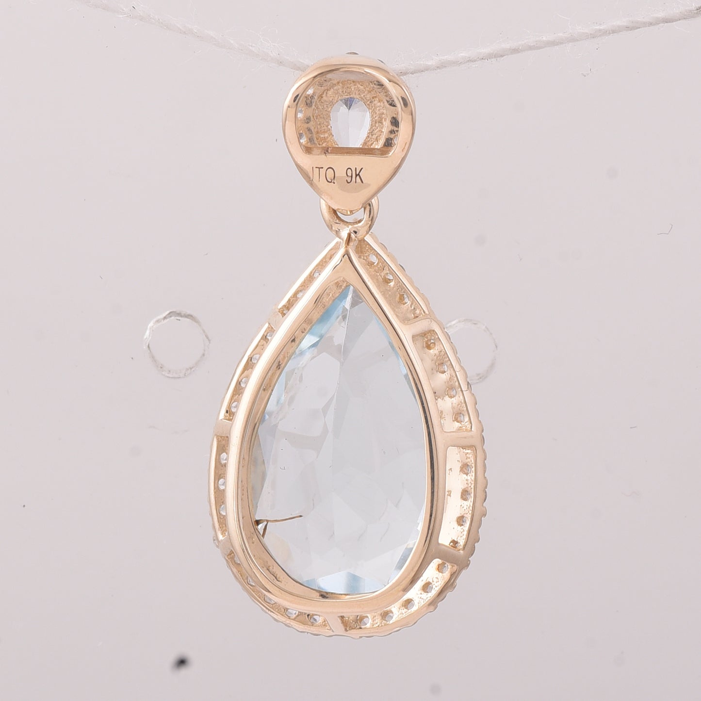 3.30 Ct Pear Aquamarine 9K Gold Pendant