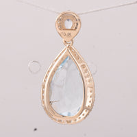 3.30 Ct Pear Aquamarine 9K Gold Pendant