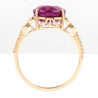 5.96 Carats Natural Corundum Ruby 14K Gold Ring