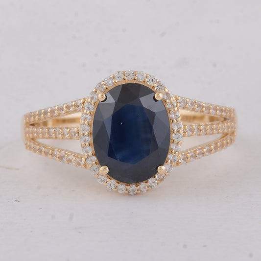 2.68 Ct Oval Sapphire 9K Gold Ring