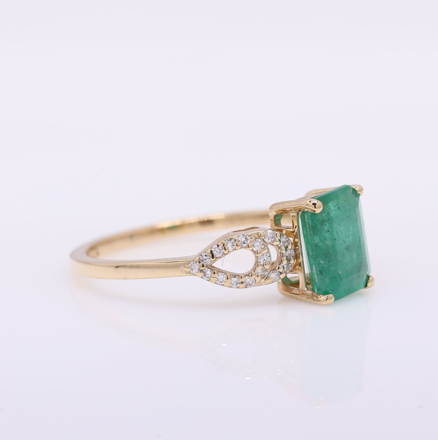 1.44 Ct Octagon Step Cut Natural Emerald 14K Gold Ring