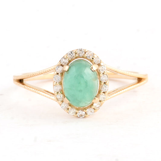 1.02 Ct Oval Emerald 14K Gold Ring