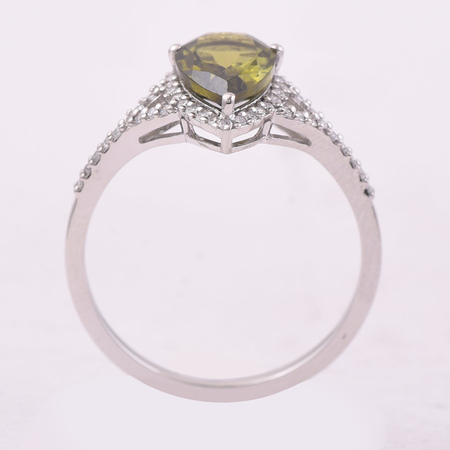 1.44 Ct Pear Mixed Cut Natural Green Tourmaline 950 Platinum Ring