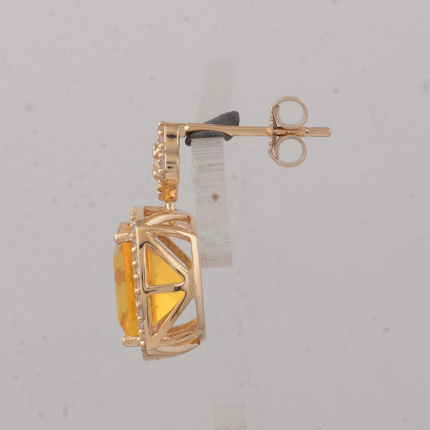 4.47 Ct Cushion B.R Fire Opal 9K Gold Earrings