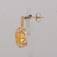 4.47 Ct Cushion B.R Fire Opal 9K Gold Earrings