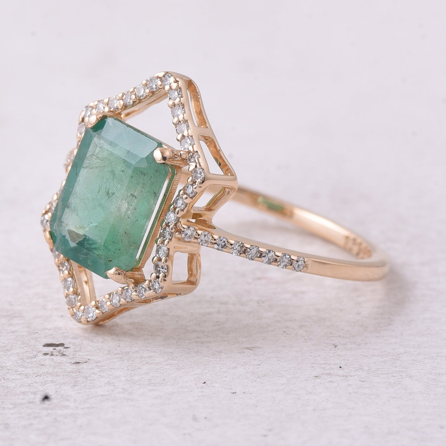 1.83 Ct Octagon Step Cut Natural Emerald 14K Gold Ring
