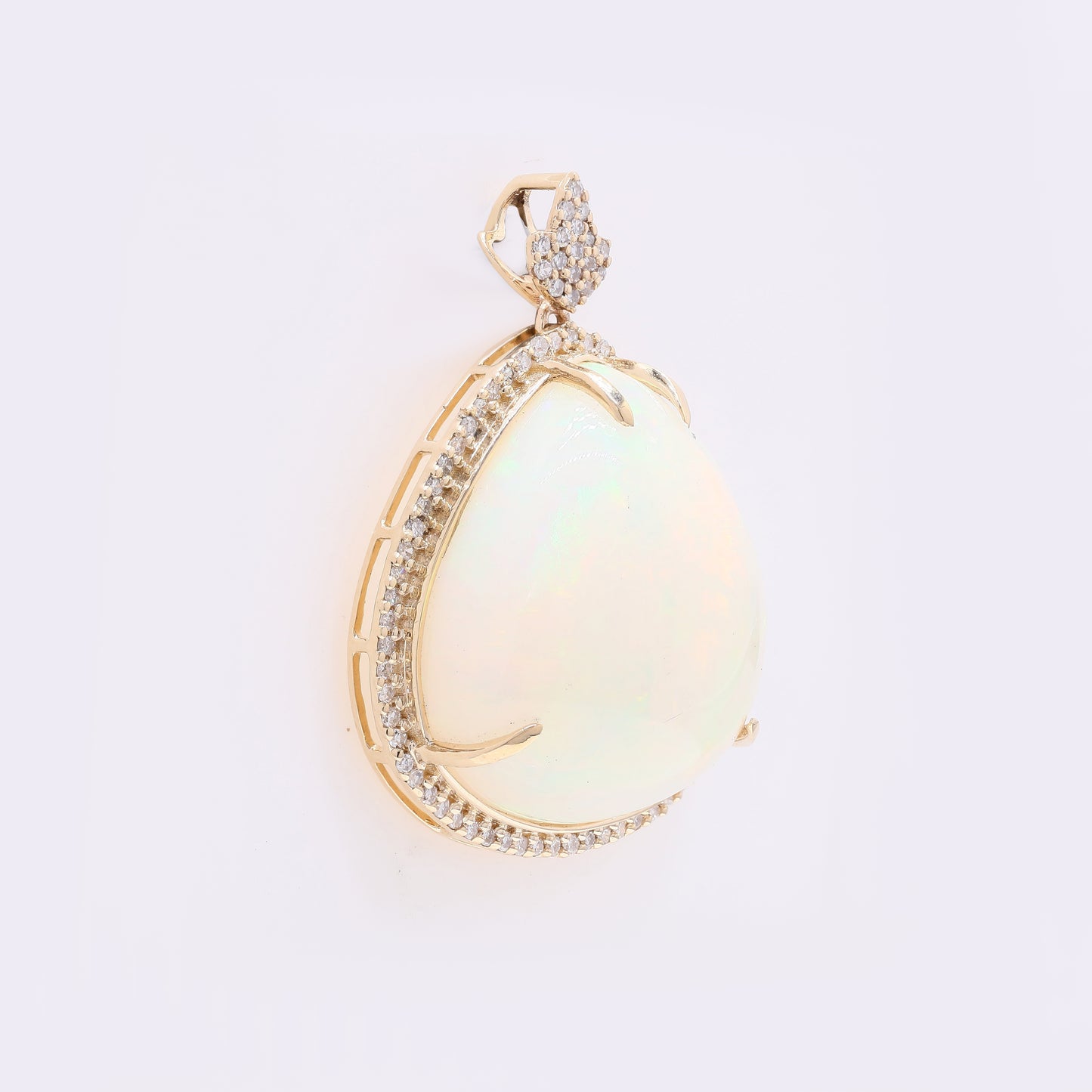 14.99 Ct Pear Cabochon Natural Opal 14K Gold Pendant