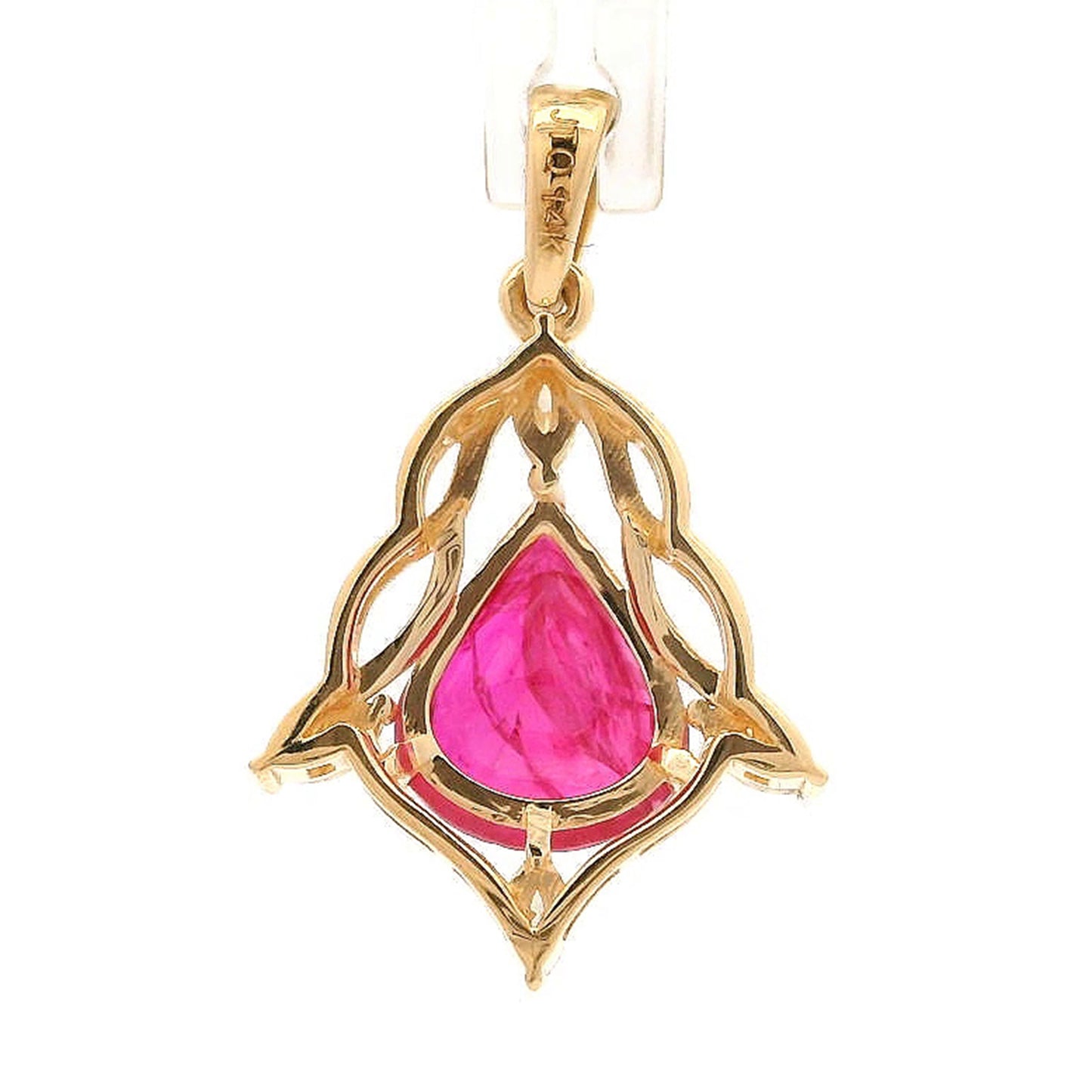 2.01 Ct Pear Ruby 14K Gold Pendant