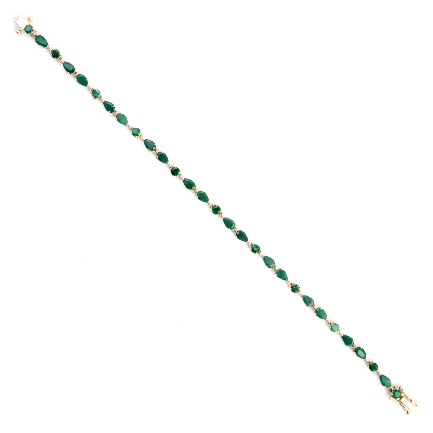 4.44 Ct Pear Emerald 14K Gold Bracelet