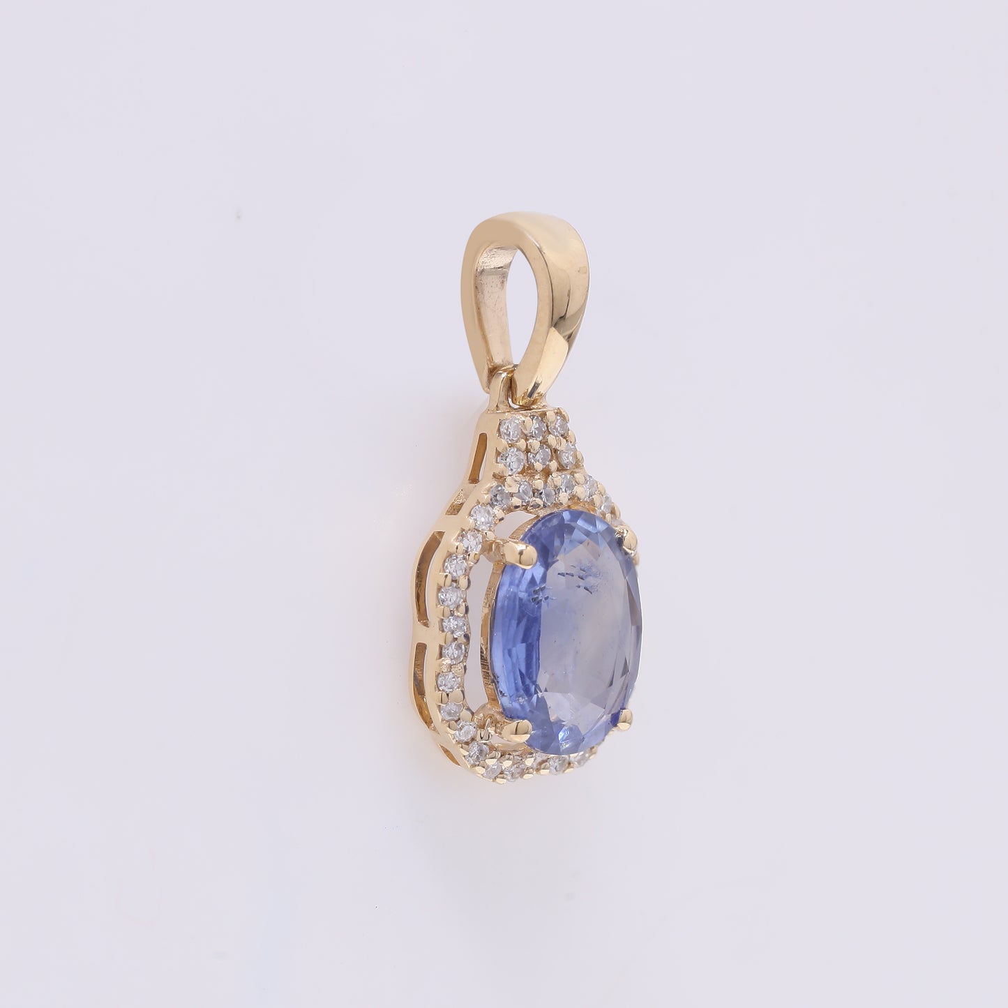 1.60 Ct Oval Mixed Cut Natural Sapphire 14K Gold Pendant
