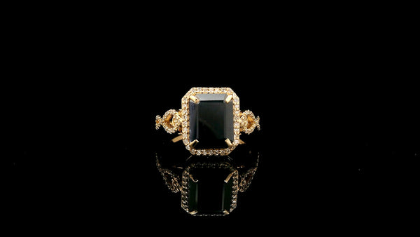 3.97 Ct Octagon Natural Sapphire 14K Gold Ring
