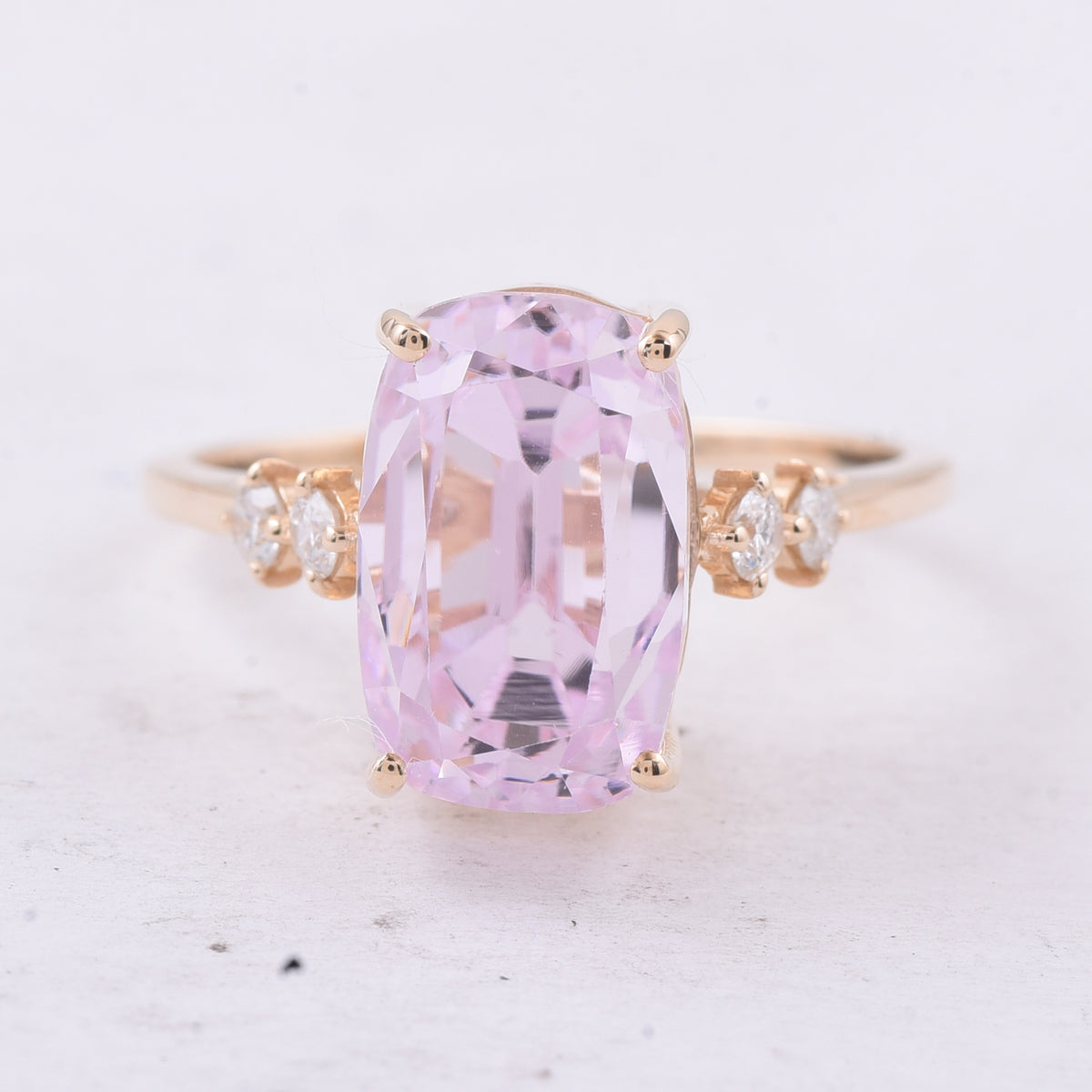 7.88 Ct Cushion Natural Kunzite 14K Gold Ring