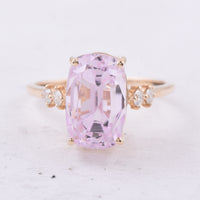 7.88 Ct Cushion Natural Kunzite 14K Gold Ring