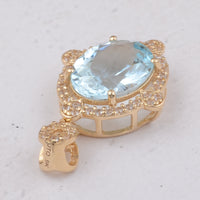 2.27 Ct Oval Aquamarine 9K Gold Pendant