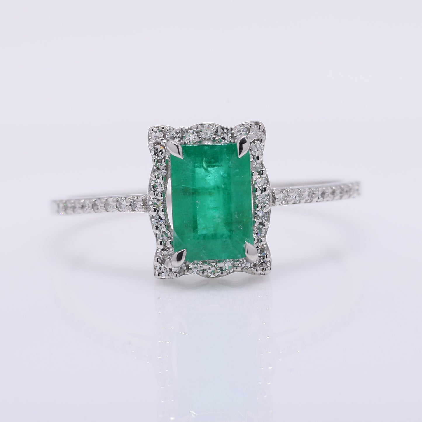 1.15 Ct Octagon Step Cut Natural Emerald 950 Platinum Ring