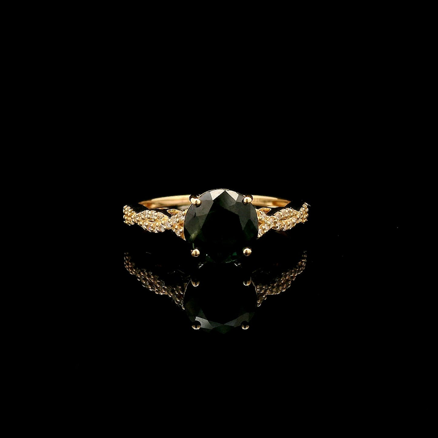 2.51 Ct Round Mixed Cut Natural Sapphire 14K Gold Ring