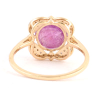 2.57 Ct Oval Cabochon Natural Corundum Pink Sapphire 14K Gold Ring