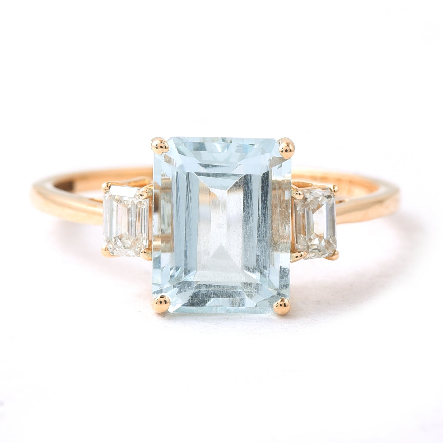 1.66 Ct Octagon Step Cut Natural Aquamarine 14K Gold Ring