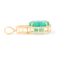 3.82 Ct Oval Natural Emerald 14K Gold Pendant