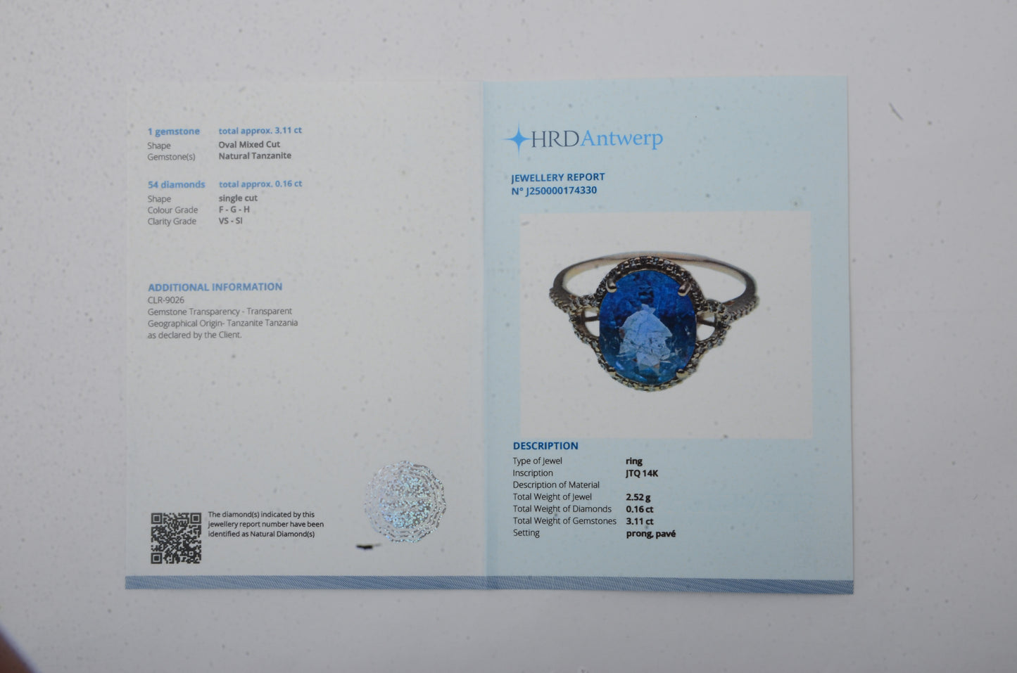 3.27 Ct Oval Mixed Cut Natural Tanzanite 14K Gold Ring