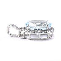 2.57 Ct Oval Mixed Cut Natural Aquamarine 950 Platinum Pendant
