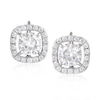 5.58 ct. Moissanite Cushion Sterling Silver Women Earrings