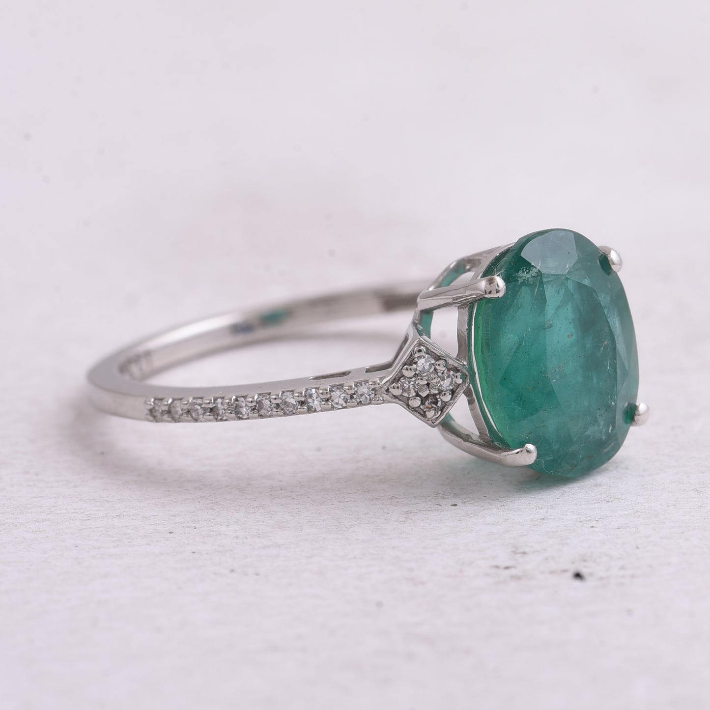 2.67 Ct Oval Mixed Cut Natural Emerald 950 Platinum Ring
